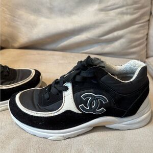 CHANEL Black and White Sneakers
